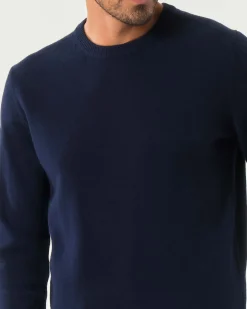 Maglia girocollo MC2 Saint Barth blu in lambswool di pura lana