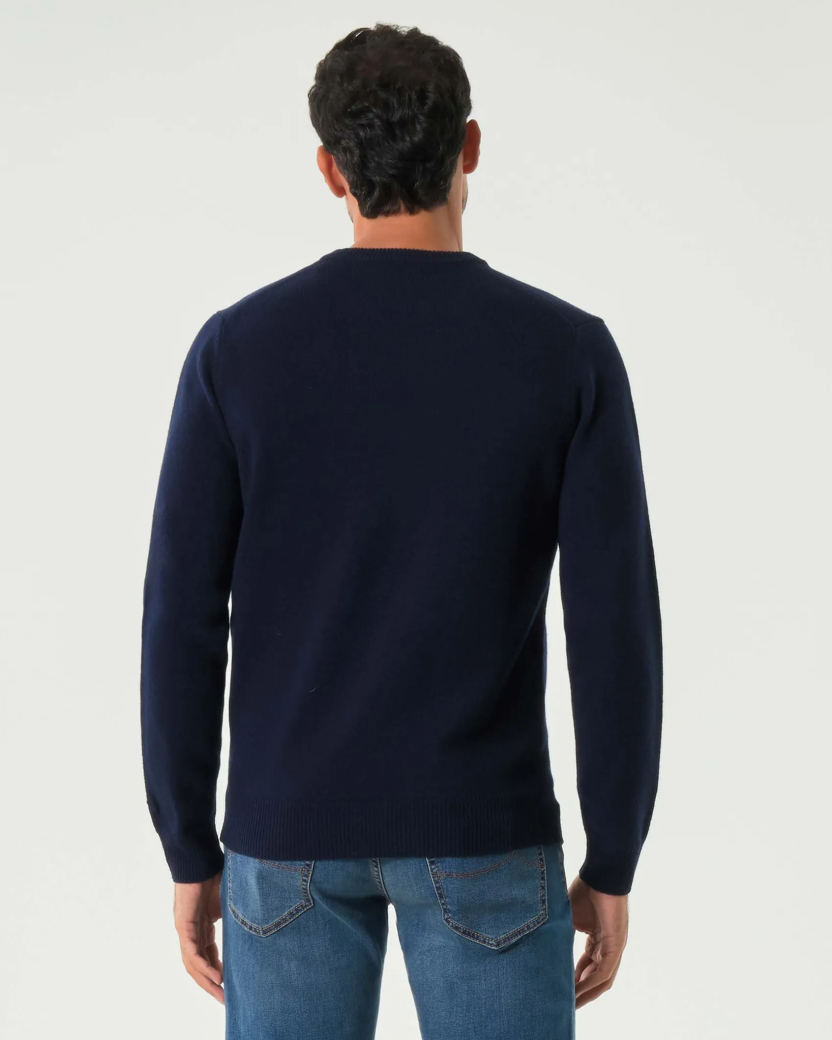 Maglia girocollo MC2 Saint Barth blu in lambswool di pura lana