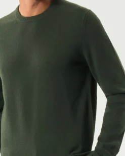 Maglia girocollo MC2 Saint Barth verde scuro in lambswool di pura lana