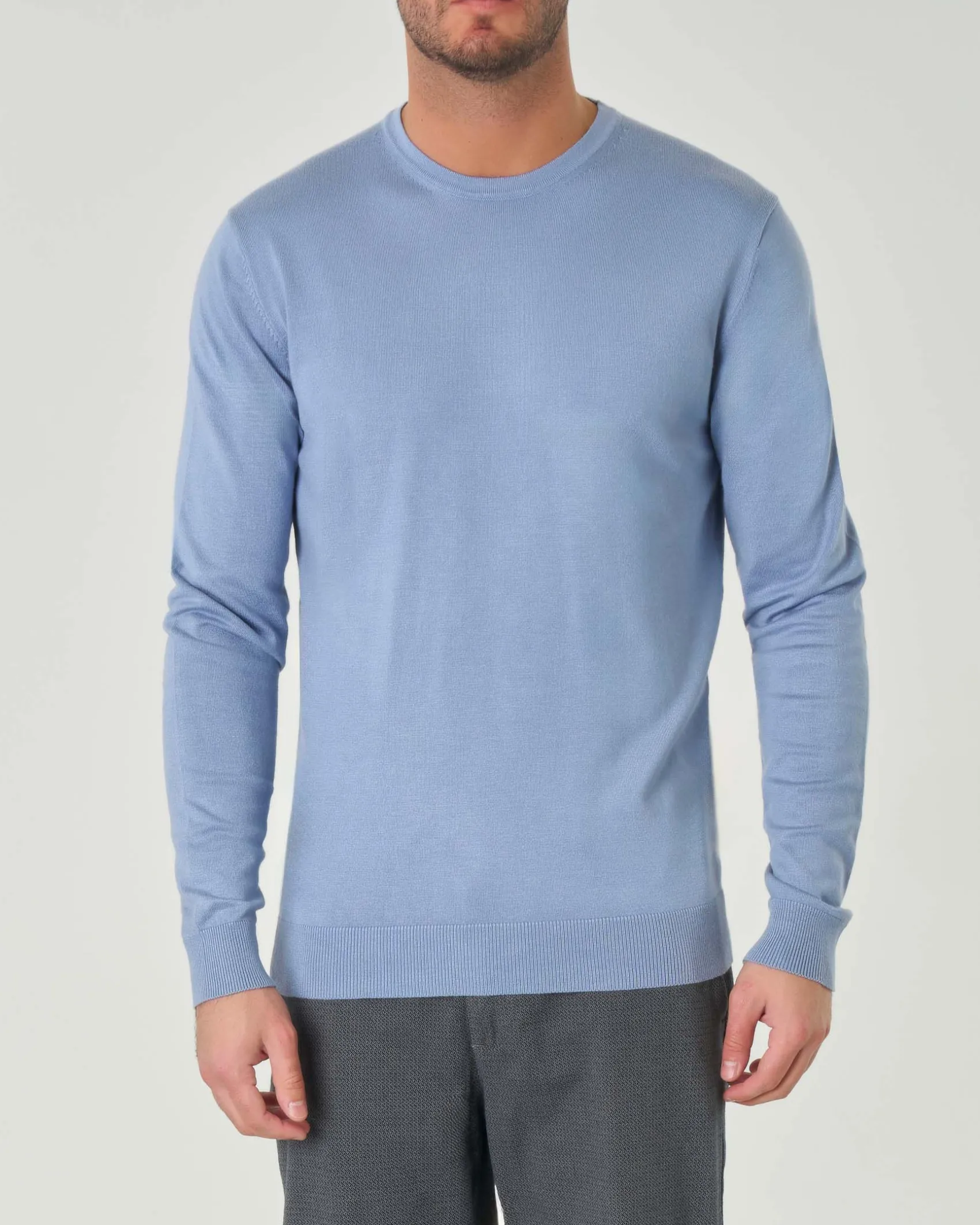 Maglia girocollo Paul Baker azzurra tinta unita