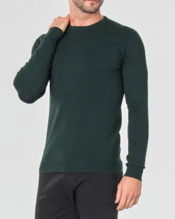 Maglia girocollo Paul Baker verde scuro tinta unita