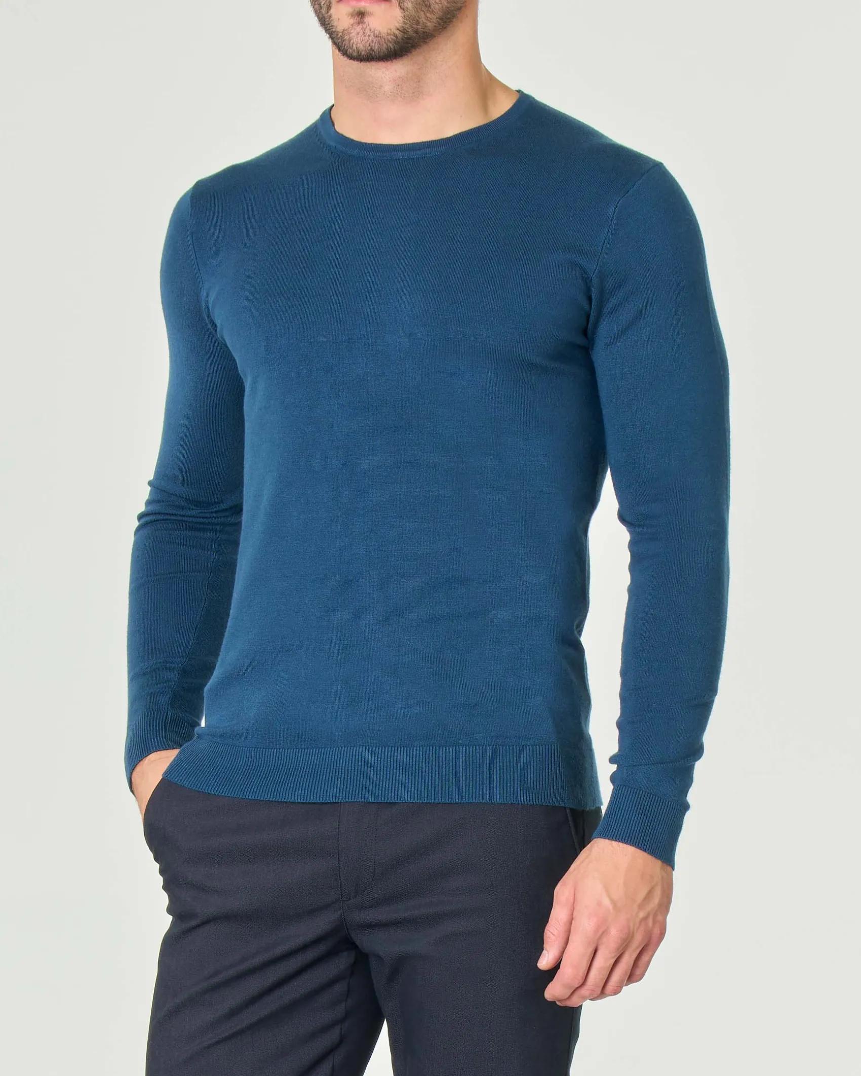Maglia girocollo Paul Baker blu avio tinta unita