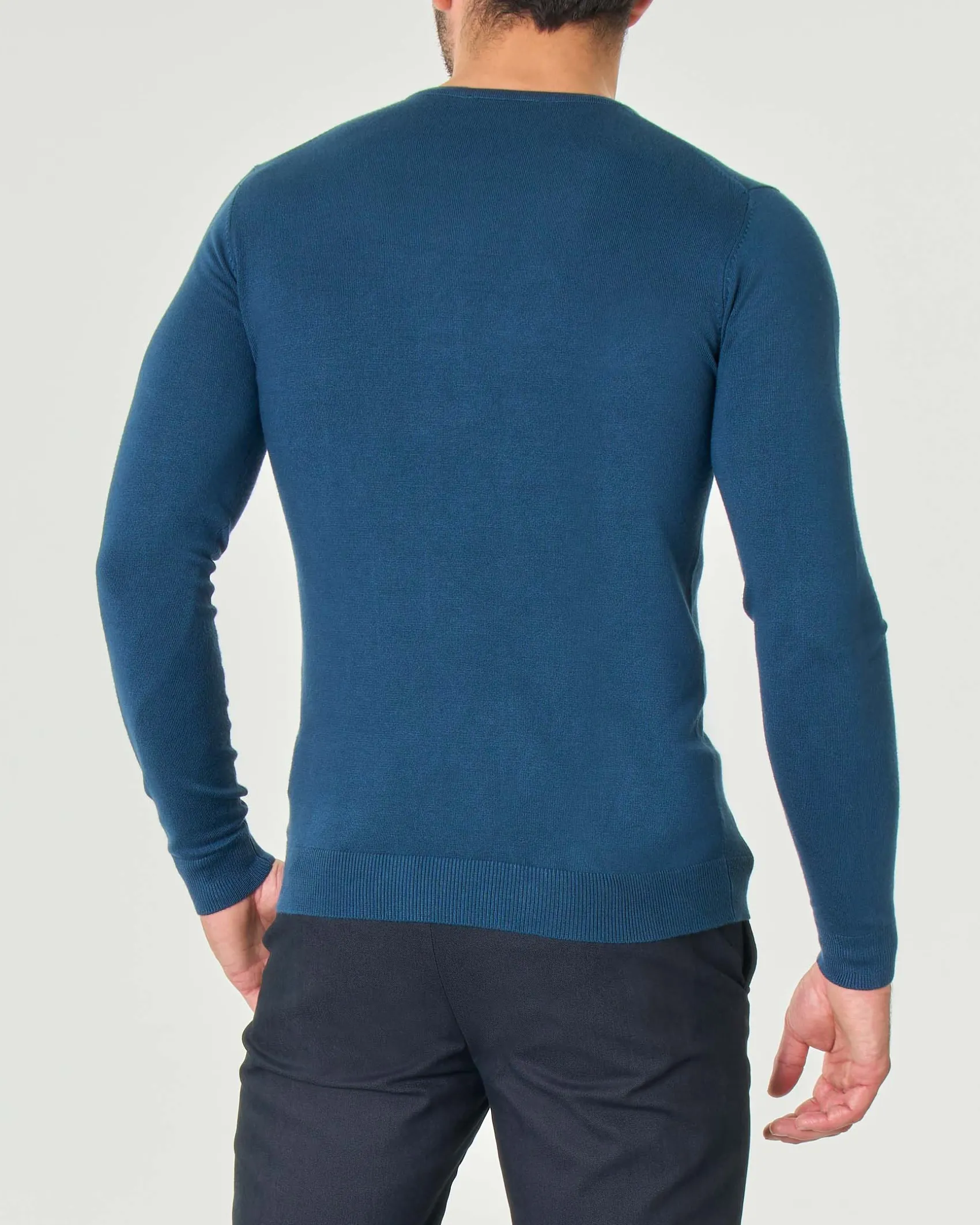 Maglia girocollo Paul Baker blu avio tinta unita