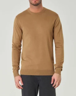Maglia girocollo Paul Baker color cammello tinta unita