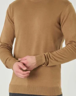 Maglia girocollo Paul Baker color cammello tinta unita