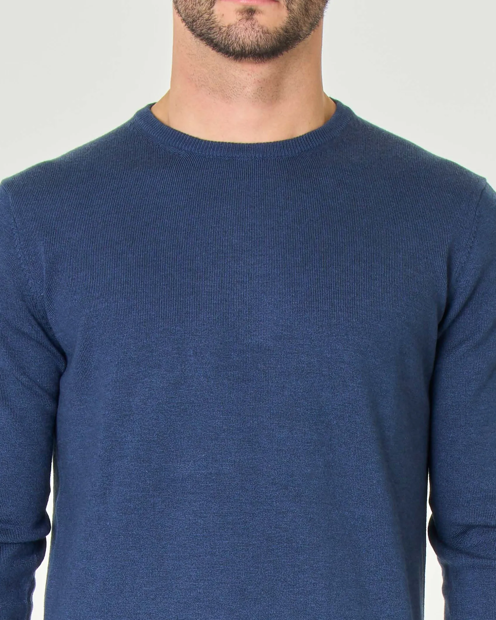 Maglia girocollo Paul Baker blu indaco tinta unita in misto lana