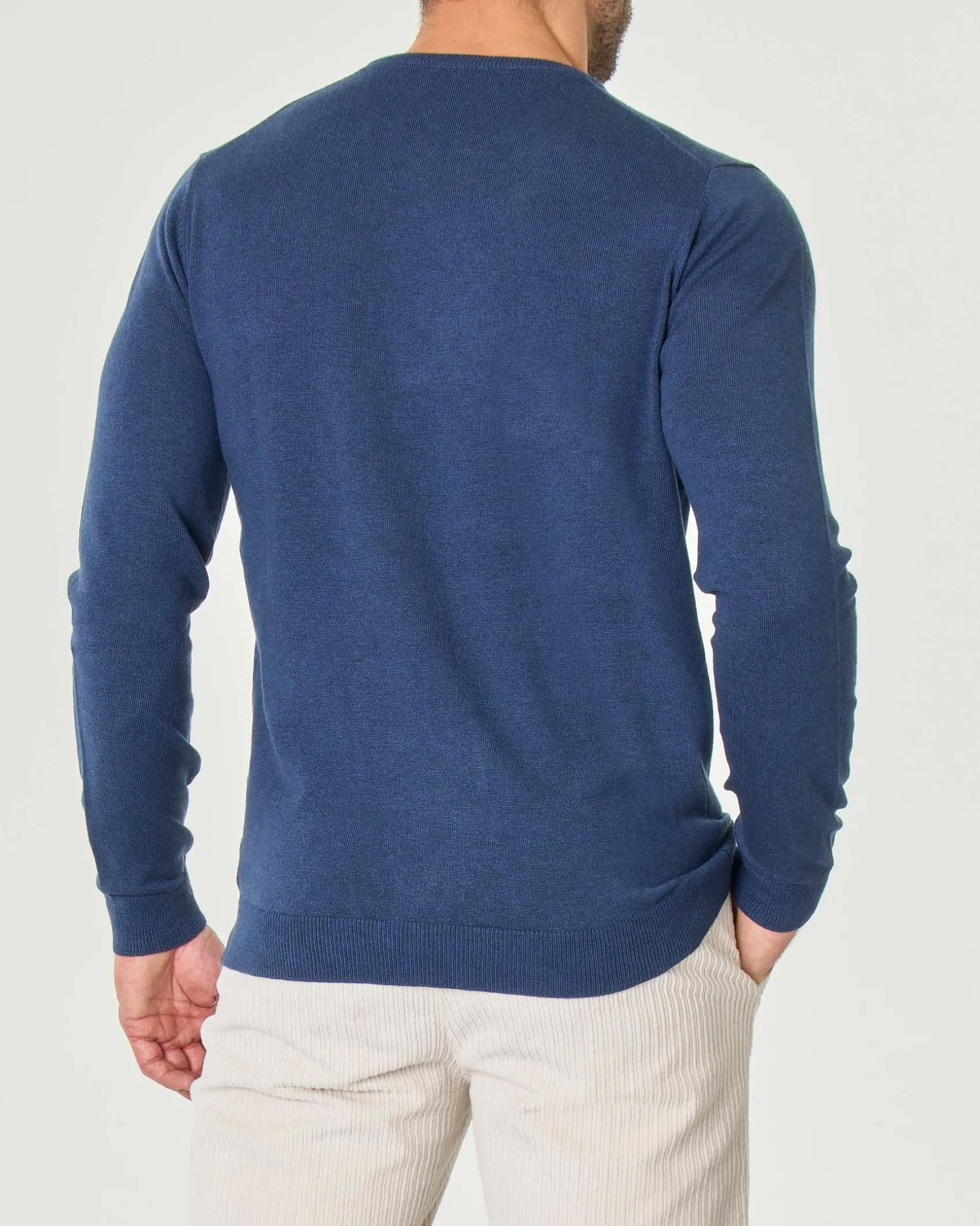 Maglia girocollo Paul Baker blu indaco tinta unita in misto lana