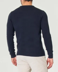 Maglia girocollo Paul Baker blu tinta unita in misto lana