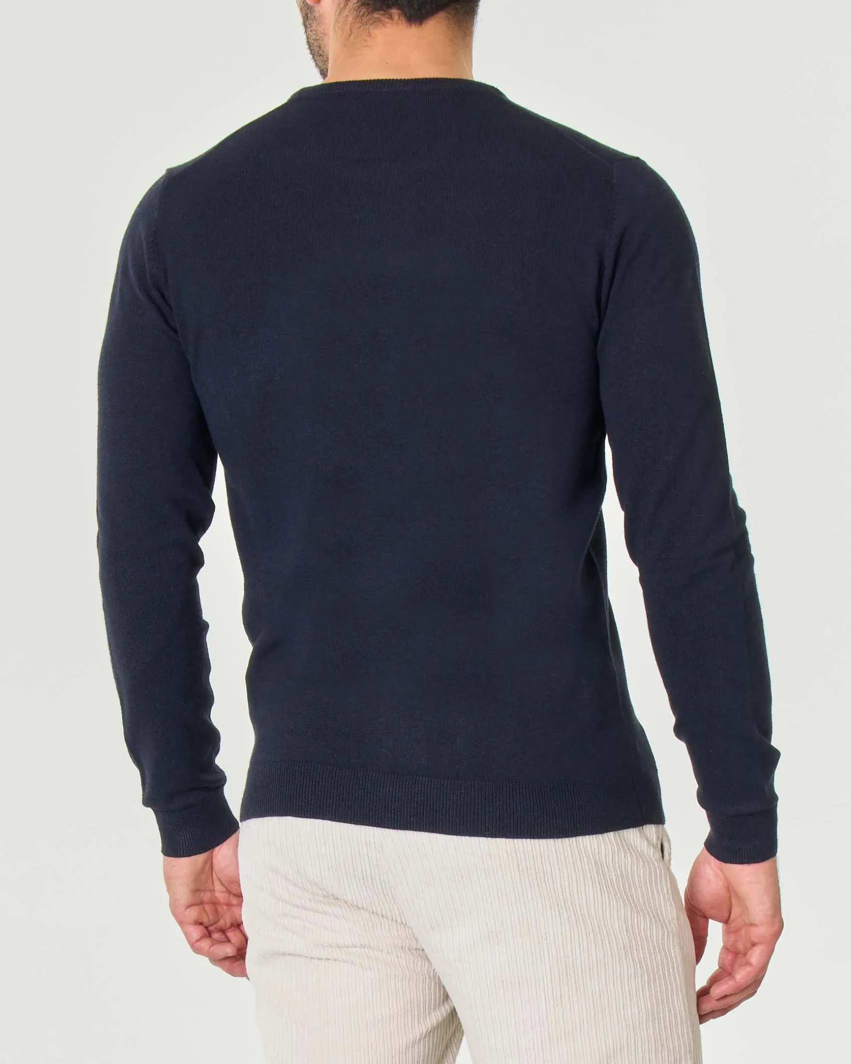 Maglia girocollo Paul Baker blu tinta unita in misto lana