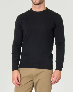 Maglia girocollo Paul Baker nera tinta unita in misto lana