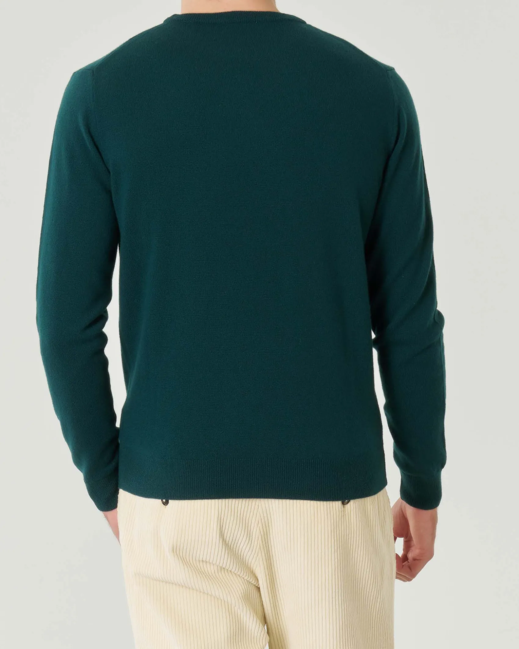 Maglia girocollo Pellizzari verde scuro in misto lana e cachemire finezza 12