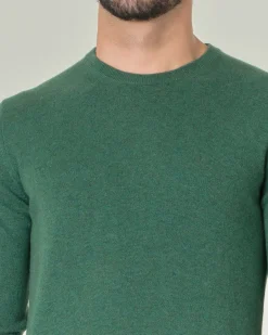 Maglia girocollo Pellizzari verde smeraldo in puro cashmere