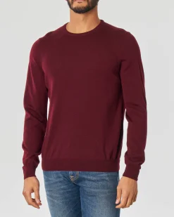 Maglia girocollo Pellizzari bordeaux in pura lana merino