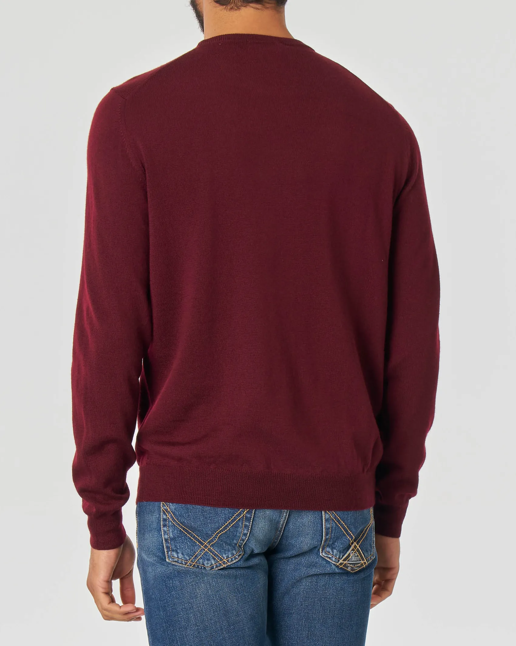 Maglia girocollo Pellizzari bordeaux in pura lana merino
