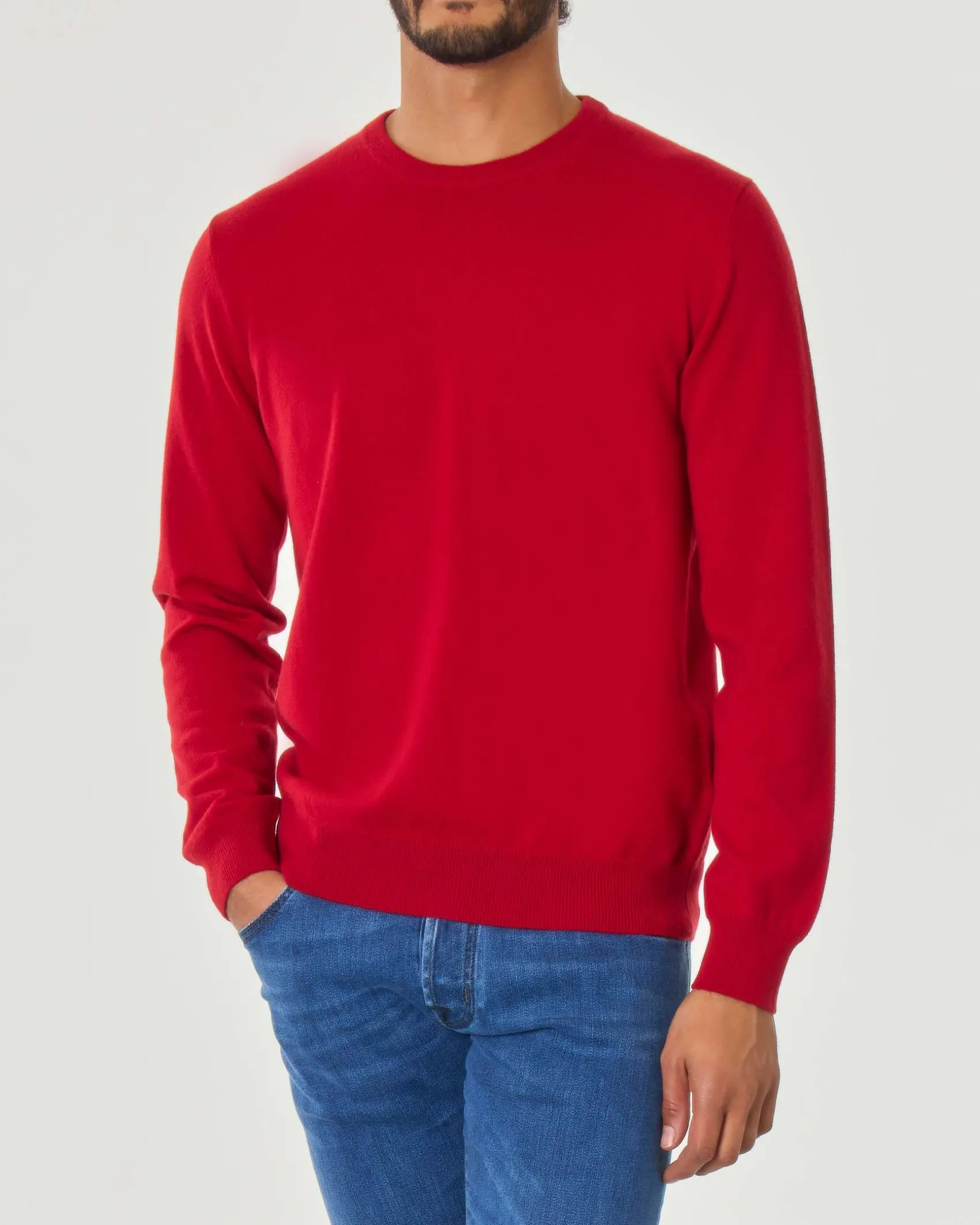 Maglia girocollo Pellizzari rossa in puro cachemire