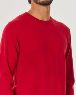 Maglia girocollo Pellizzari rossa in puro cachemire