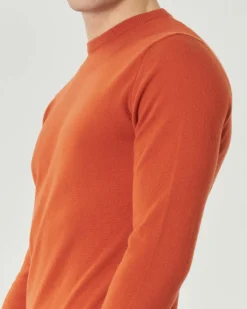 Maglia girocollo Pellizzari arancione in misto lana e cachemire finezza 12