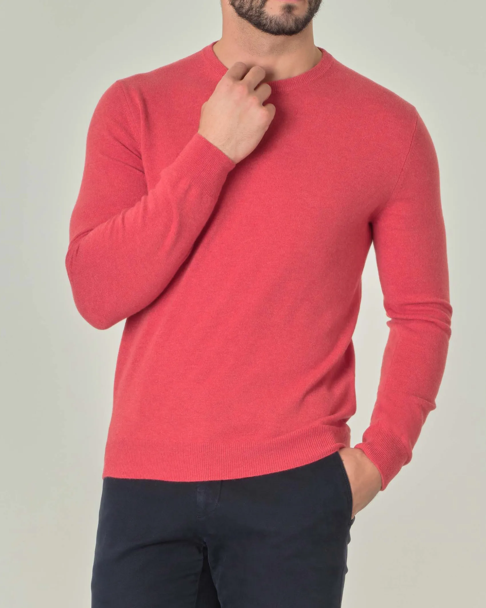 Maglia girocollo Pellizzari rossa in puro cashmere
