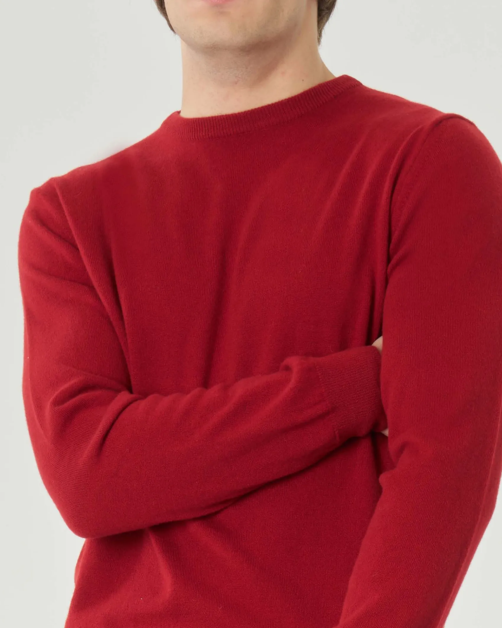 Maglia girocollo Pellizzari rossa in misto lana e cachemire finezza 12