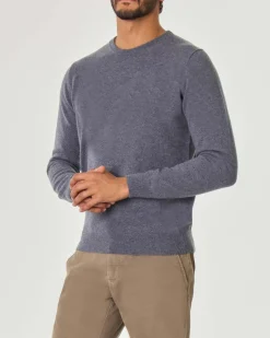 Maglia girocollo Pellizzari grigia in puro cachemire