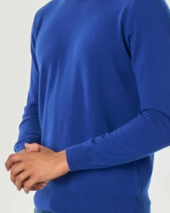 Maglia girocollo Pellizzari blu royal in puro cachemire