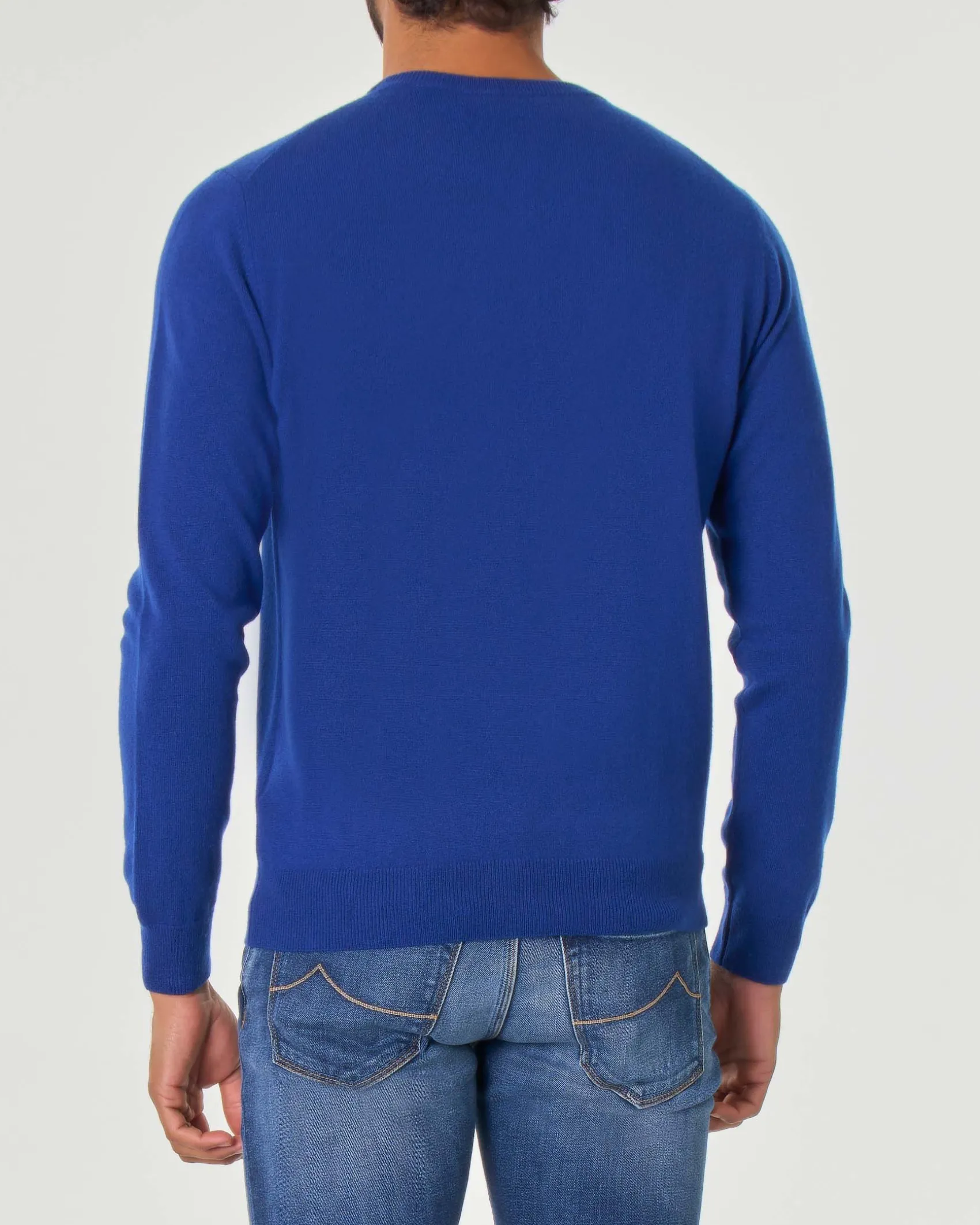 Maglia girocollo Pellizzari blu royal in puro cachemire
