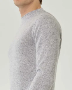 Maglia girocollo Pellizzari grigio melange in misto lana e cachemire finezza 7