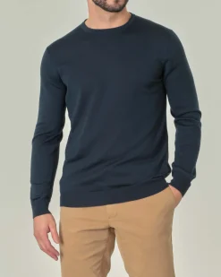 Maglia girocollo Pellizzari verde bottiglia in pura lana merino