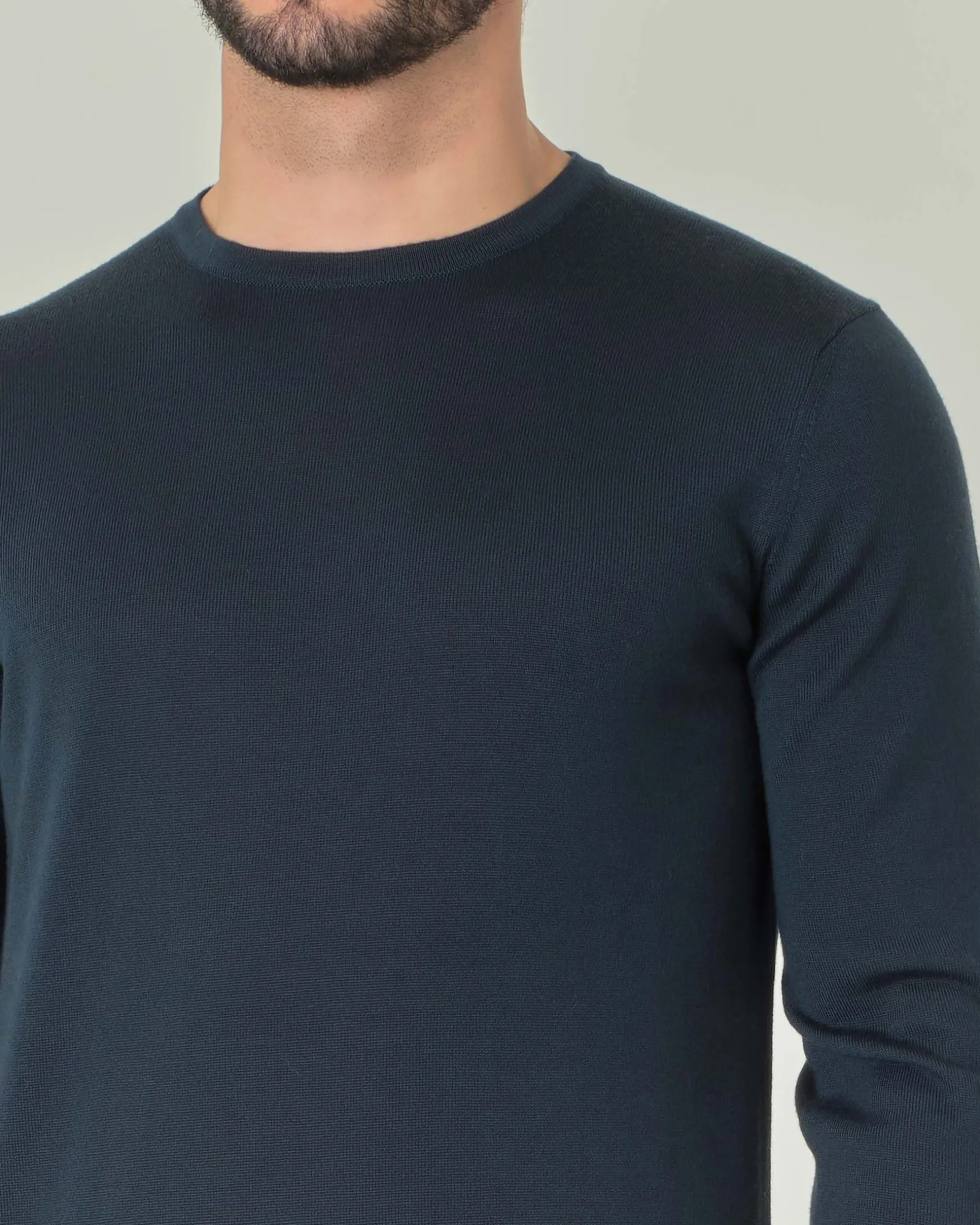 Maglia girocollo Pellizzari verde bottiglia in pura lana merino