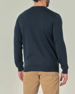 Maglia girocollo Pellizzari verde bottiglia in pura lana merino