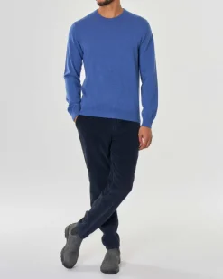 Maglia girocollo Pellizzari avio in puro cachemire
