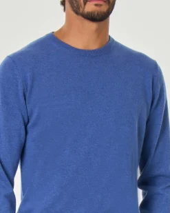 Maglia girocollo Pellizzari avio in puro cachemire