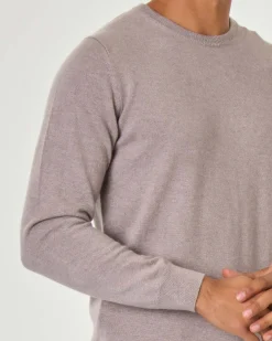 Maglia girocollo Pellizzari tortora in puro cachemire
