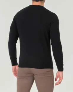 Maglia girocollo Pellizzari nera in misto lana e cachemire finezza 12