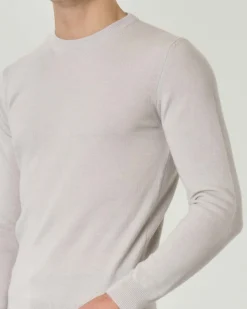 Maglia girocollo Pellizzari color cenere in misto lana e cachemire finezza 12