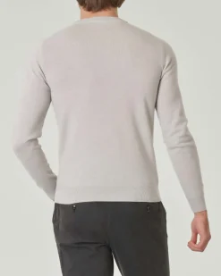 Maglia girocollo Pellizzari color cenere in misto lana e cachemire finezza 12