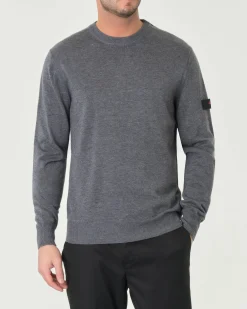 Maglia girocollo Peuterey grigio antracite in misto lana
