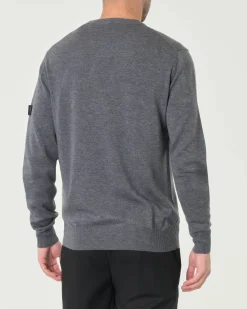 Maglia girocollo Peuterey grigio antracite in misto lana
