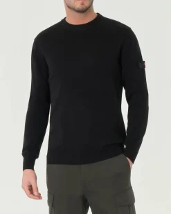 Maglia girocollo Peuterey nera in misto lana