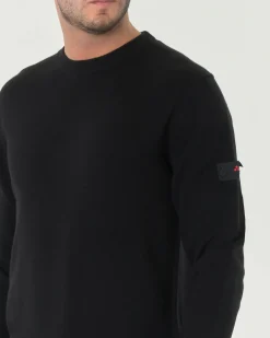 Maglia girocollo Peuterey nera in misto lana