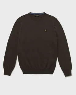 Maglia girocollo Refrigiwear marrone in misto lana viscosa e cachemire