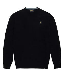 Maglia girocollo Refrigiwear nera in misto lana viscosa e cachemire