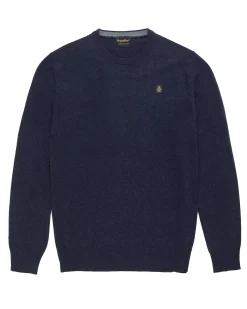 Maglia girocollo Refrigiwear blu in misto lana viscosa e cachemire