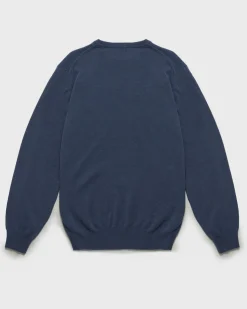 Maglia girocollo Refrigiwear blu indaco in misto lana viscosa e cachemire