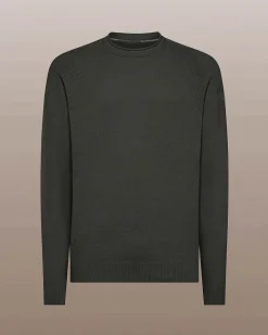 Maglia girocollo R.R.D. verde militare Knit Velvet Round in ciniglia con maniche raglan