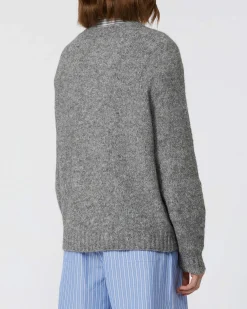 Maglia grigia Weekend Max Mara in bouclè di alpaca con maniche raglan