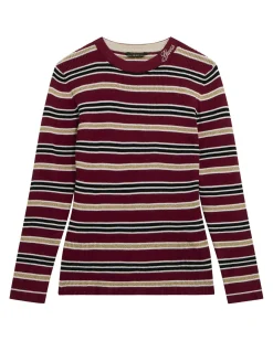 Maglia Guess a maniche lunghe in misto viscosa a righe multicolor