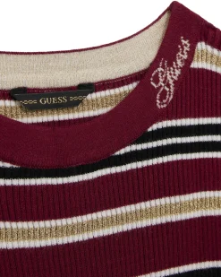 Maglia Guess a maniche lunghe in misto viscosa a righe multicolor