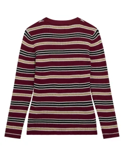 Maglia Guess a maniche lunghe in misto viscosa a righe multicolor