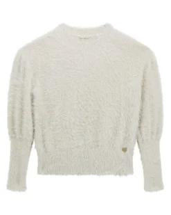 Maglia Guess color panna in lurex effetto pelliccia